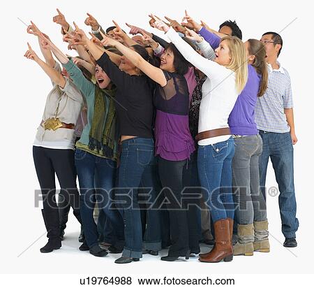Crowd of people pointing View Large Photo Image Stock Photo - Crowd of people pointing. Fotosearch