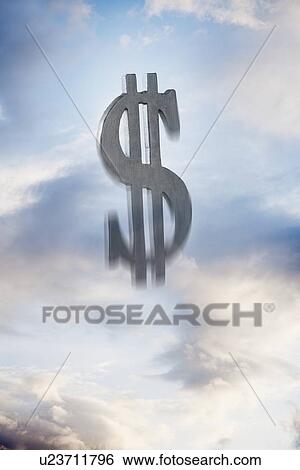 Stock Photograph - Dollar symbol floating amongst the clouds. Fotosearch
