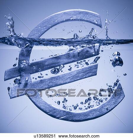 Euro symbol sinking in water View Large Photo Image Stock Image - Euro symbol sinking in water. Fotosearch