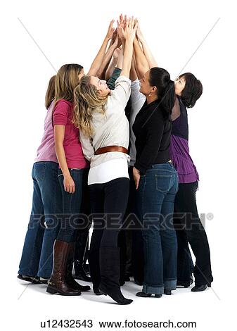 Group of friends huddled together View Large Photo Image Stock Image - Group of friends huddled together. Fotosearch