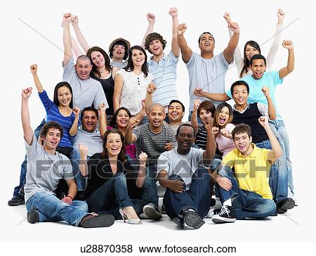 Group of people with their arms raised View Large Photo Image Stock Photo - Group of people with their arms raised. Fotosearch
