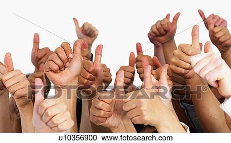 Stock Image - Hands giving thumbs up. Fotosearch