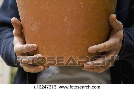 Hands holding clay pot View Large Photo Image Stock Image - Hands holding clay pot. Fotosearch