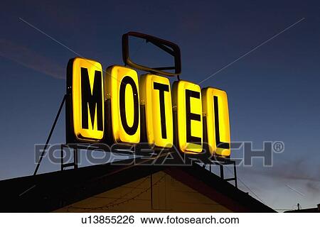 Illuminated motel sign View Large Photo Image Stock Photograph - Illuminated motel sign. Fotosearch