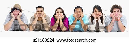 Picture - Line of friends. Fotosearch