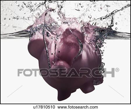 Piggy bank sinking in water View Large Photo Image Stock Image - Piggy bank sinking in water. Fotosearch