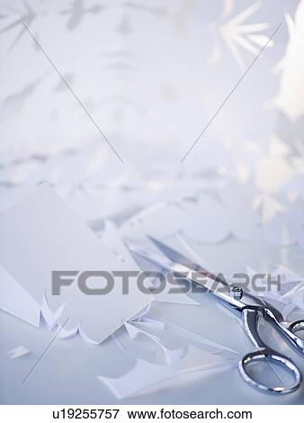 Scissors and paper snowflakes View Large Photo Image Stock Photo - Scissors and paper snowflakes. Fotosearch