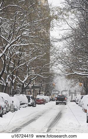 Stock Photo - Snow covered street. Fotosearch