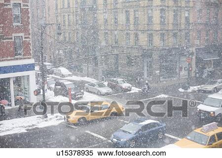 Snowstorm in New York City View Large Photo Image Stock Photography - Snowstorm in New York City. Fotosearch