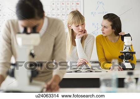 Picture - Students in science lab. Fotosearch