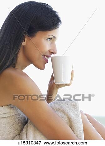 Woman drinking coffee View Large Photo Image Stock Photo - Woman drinking coffee. Fotosearch