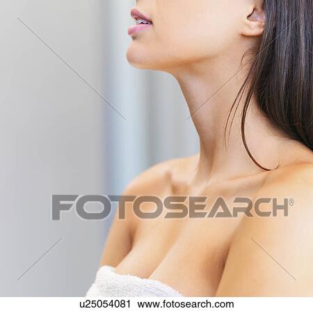 Stock Image - Woman wearing a towel. Fotosearch