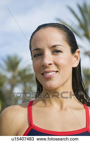 Stock Image - Woman wearing bathing suit. Fotosearch