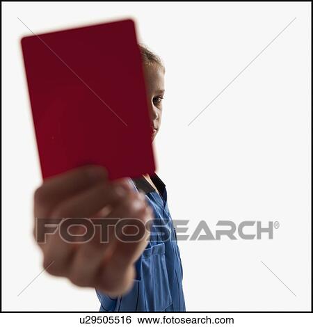 Young girl holding red card View Large Photo Image Stock Photograph - Young girl holding red card. Fotosearch