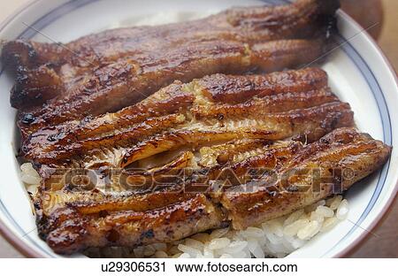 Bowl of grilled eel on rice, close up View Large Photo Image Stock Image - Bowl of grilled eel on rice, close up. Fotosearch