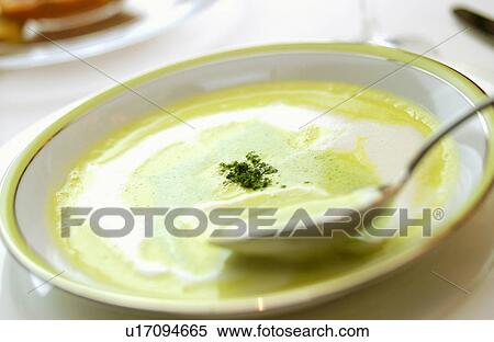 Stock Photography - Bowl of vegetable soup, close up. Fotosearch