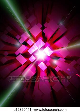 Stock Image - Buildings and light beam. Fotosearch