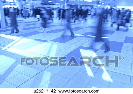 Stock Image - Busy train station. Fotosearch