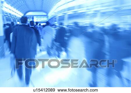 Stock Photo - Busy train station. Fotosearch