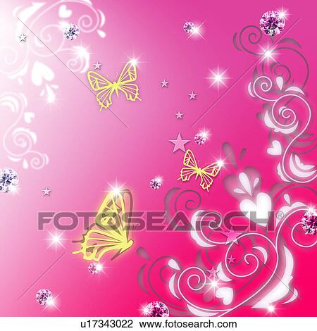 Stock Image - Butterflies, sequins and stars, CG. Fotosearch