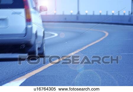 Stock Photography - Car on highway, Tokyo prefecture, Japan. Fotosearch
