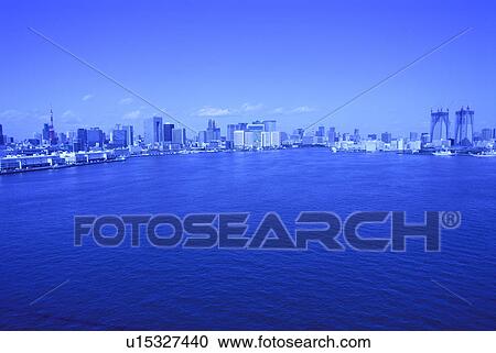 Cityscape beyond Tokyo bay, toned image, copy space, Tokyo prefecture, Japan View Large Photo Image Stock Image - Cityscape beyond Tokyo bay, toned image, copy space, Tokyo prefecture, Japan. Fotosearch