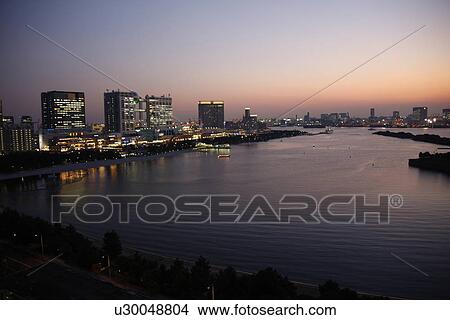 Picture - Cityscape of Odaiba, Tokyo Prefecture, Honshu, Japan. Fotosearch