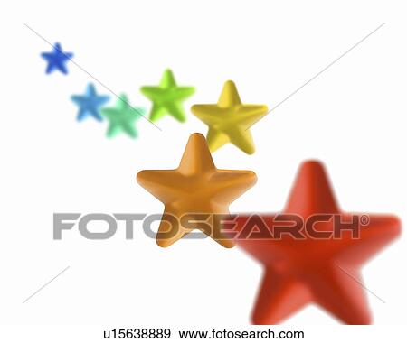 Stock Photo - Colorful star shaped ornaments, white background. Fotosearch