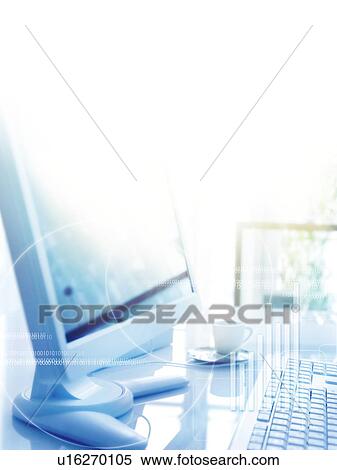Stock Photography - Computer on desk, computer graphic. Fotosearch