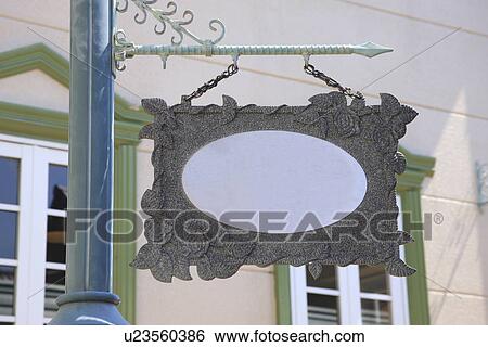 Stock Photograph - Decorated board hanging on streetlight, Higashiomi city, Shiga prefecture, Japan. Fotosearch