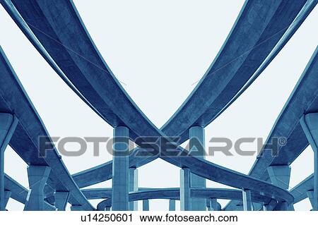 Stock Image - Elevated road, computer graphic, white background, Tokyo prefecture, Japan. Fotosearch