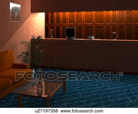 Stock Photo - Empty reception area, computer graphic. Fotosearch