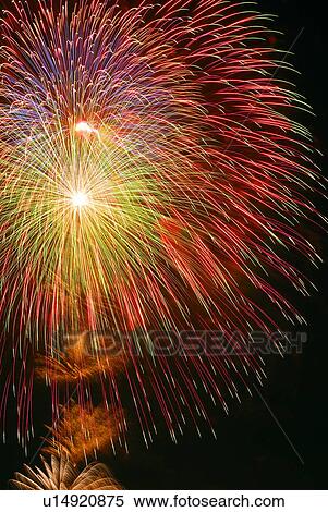 Fireworks exploding in sky, black background, long exposure, Zushi city, Kanagawa prefecture, Japan View Large Photo Image Stock Photography - Fireworks exploding in sky, black background, long exposure, Zushi city, Kanagawa prefecture, Japan. Fotosearch