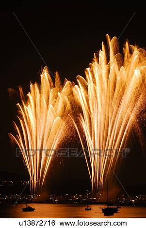 Fireworks exploding in sky, long exposure, Zushi city, Kanagawa prefecture, Japan View Large Photo Image Stock Photograph - Fireworks exploding in sky, long exposure, Zushi city, Kanagawa prefecture, Japan. Fotosearch