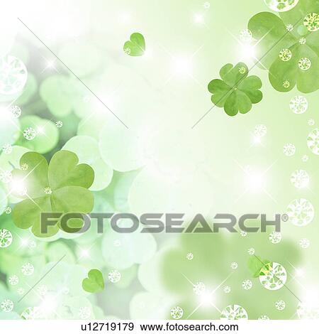 Stock Photo - Four Leaf Clover and sequins, CG. Fotosearch