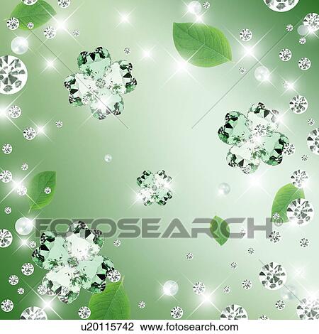 Stock Image - Four Leaf Clover in gems, CG. Fotosearch