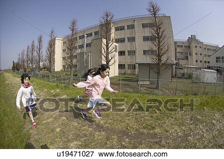 Girls running on riverbank, fish-eye lens View Large Photo Image Stock Photo - Girls running on riverbank, fish-eye lens. Fotosearch