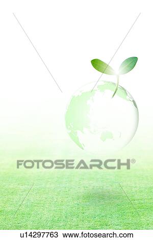 Green globe with seedling, computer graphic, white background View Large Photo Image Stock Image - Green globe with seedling, computer graphic, white background. Fotosearch