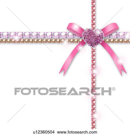 Heart, sequins and ribbon, CG View Large Photo Image Picture - Heart, sequins and ribbon, CG. Fotosearch