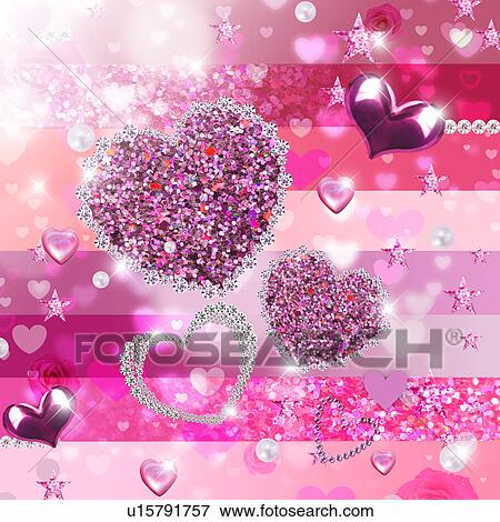 Stock Photo - Hearts and stars, CG. Fotosearch