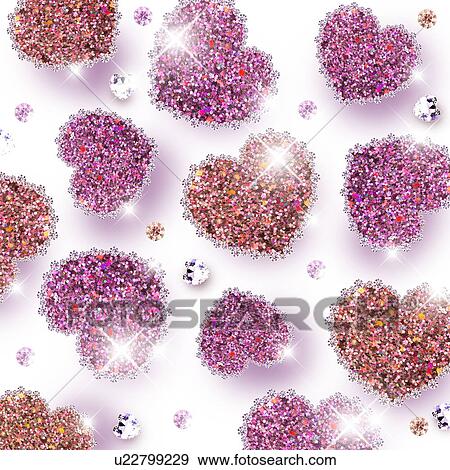 Stock Photo - Hearts in sequins and gems, CG. Fotosearch