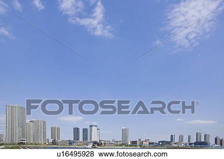 High rise buildings under sky, copy space, Tokyo prefecture, Japan View Large Photo Image Stock Photo - High rise buildings under sky, copy space, Tokyo prefecture, Japan. Fotosearch