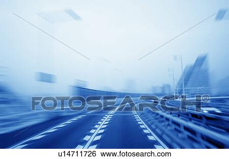 Highway, toned image, blurred motion View Large Photo Image Stock Photograph - Highway, toned image, blurred motion. Fotosearch