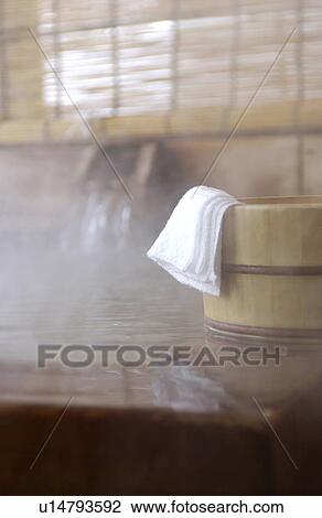 Stock Image - Hot spring, Nagano Prefecture, Honshu, Japan. Fotosearch