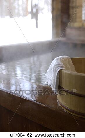 Stock Image - Hot spring, Nagano Prefecture, Honshu, Japan. Fotosearch