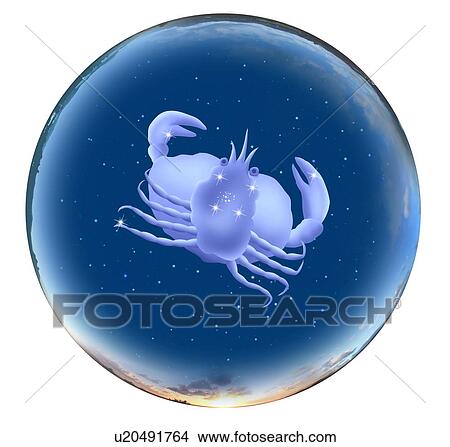 Picture - Image of Astrology sign, Cancer, white background. Fotosearch