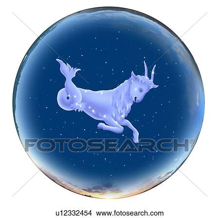Picture - Image of Astrology sign, Capricorn, white background. Fotosearch