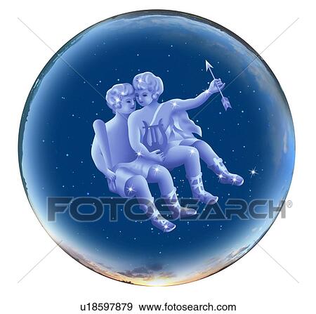 Stock Photo - Image of Astrology sign, Gemini, white background. Fotosearch