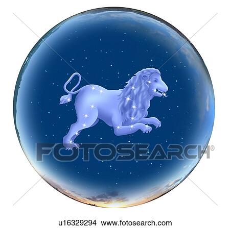 Picture - Image of Astrology sign, Leo, white background. Fotosearch