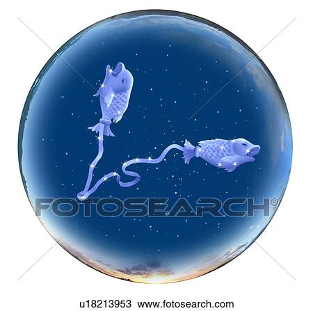Stock Image - Image of Astrology sign, Pisces, white background. Fotosearch